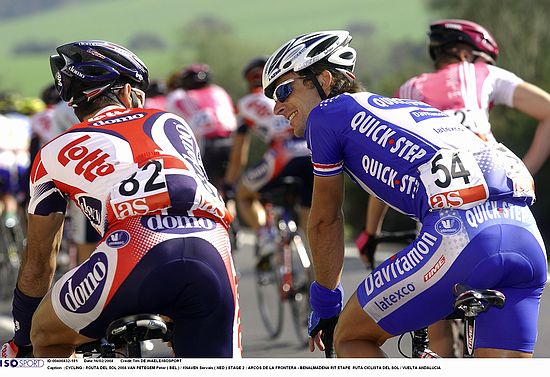 RUTA DEL SOL 2004 (15/19-02-2004)<br />STAGE 2 : ARCOS DE LA FRONTERA - BENALMADENA<br />VAN PETEGEM Peter / KNAVEN Servais <br />Foto: Tim DE WAELE / ISOSPORT