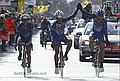 Gent - Wevelgem<br />7 april 2004<br />Nick, Servais en Johan bij de finish<br />Foto: Bettini