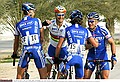 Cycling : Tour Qatar 2006 / Stage 1Tom BOONEN ( Bel ) / HULSMANS Kevin ( Bel ) / KNAVEN Servais ( Ned ) / DE JONGH Steven ( Ned ) / Celebration Joie VreugdeKhalifa Stadium - Al Khor Corniche (131,5)Etape Rit